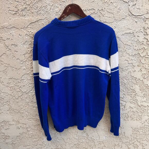 Vintage Blue Stripe Sweater Emo Indie Size Mens Medium - Picture 2 of 4